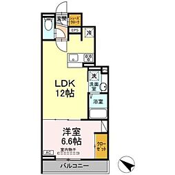 リブェール福ノ圓 3階1LDKの間取り