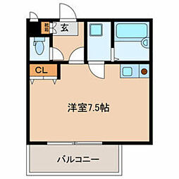 ハウス松 ワンルームの間取図画像