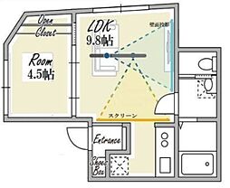Platanus幡ヶ谷 4階1LDKの間取り