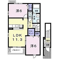 ジョイブルーム 2LDKの間取図画像