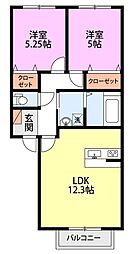 ファーストステージ荻野 2LDKの間取図画像