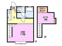 クレセントイーグル 1Kの間取図画像