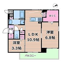 JR片町線(学研都市線) 徳庵駅 徒歩10分の賃貸マンション 1階2LDKの間取り