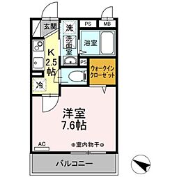 京王相模原線 京王堀之内駅 徒歩9分の賃貸アパート 2階1Kの間取り