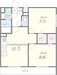 フィレール南千住 3階2LDKの間取り