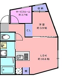 Lotus NAKANOSHINBASHI 3階1SLDKの間取り