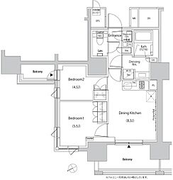 ザ・パークハビオ目白タワー 13階2DKの間取り