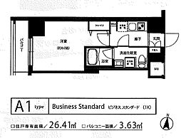 ティモーネプレミアムノルド亀戸 7階1Kの間取り