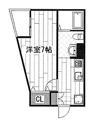 クレドシャンテ武蔵小杉 1Kの間取図画像