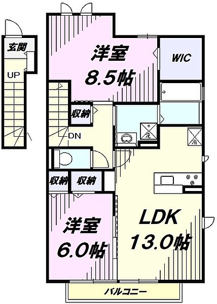 サニーサイド聖蹟II ｜東京都日野市落川(賃貸アパート2LDK・2階・71.83㎡)の写真 その2