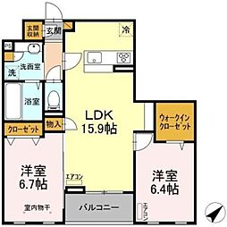ヴィルシード 2階2LDKの間取り
