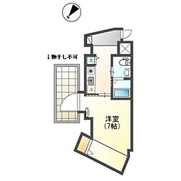レジデンス明神町 7階1Kの間取り