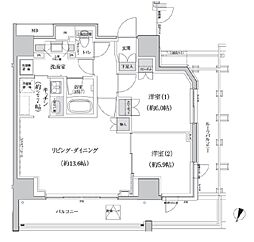 パークハビオ渋谷本町レジデンス 10階2LDKの間取り