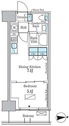 パークアクシス新宿百人町 1階1DKの間取り