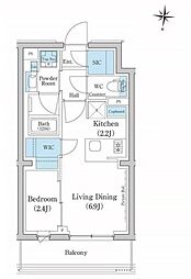 スタイリオ池上ＳＯＵＴＨ 3階1LDKの間取り