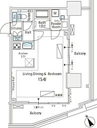 シティタワー新宿 1Kの間取図画像