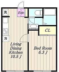 フェリース相模原 1LDKの間取図画像