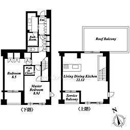 フレンシア外苑西 7階2LDKの間取り