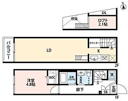 エクセラン旭町 1階1LDKの間取り