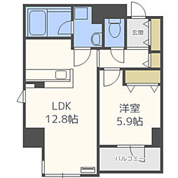 リーブル博多駅前 1LDKの間取図画像