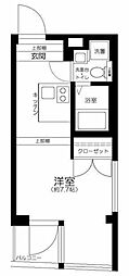 京急本線 新馬場駅 徒歩6分の賃貸マンション 8階1Kの間取り