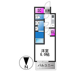 エスリード大阪イーストエッジ 1Kの間取図画像