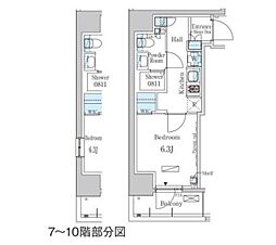 パークアクシス押上サウス 1Kの間取図画像