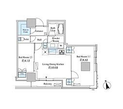 ベルファース芝浦タワー 25階2LDKの間取り