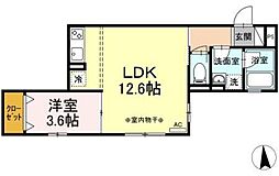クレール 1LDKの間取図画像