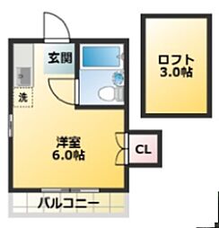 NO.6タキシマ ワンルームの間取図画像