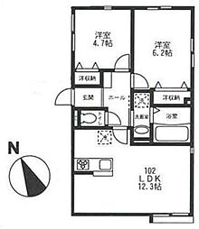 ヒルハイツ関町南 1階2LDKの間取り