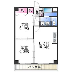 コーポラスROSA 2LDKの間取図画像