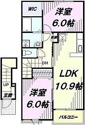 マンダリン　ダック 2階2LDKの間取り
