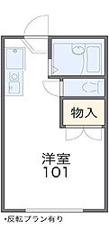 JR横浜線 相原駅 徒歩5分の賃貸アパート 1階ワンルームの間取り