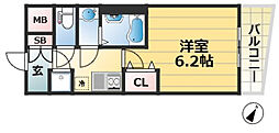 セレニテ神戸ミラクノール 6階1Kの間取り