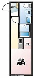 Trazzo鶴見 1Kの間取図画像