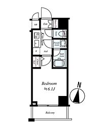 東京メトロ南北線 白金高輪駅 徒歩8分の賃貸マンション 2階1Kの間取り