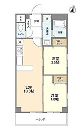 阪急宝塚本線 雲雀丘花屋敷駅 徒歩6分の賃貸マンション 5階2LDKの間取り