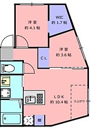 Lotus NAKANOSHINBASHI 地下1階2LDKの間取り