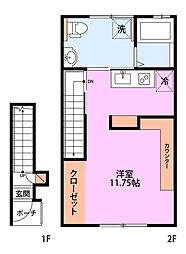 ラ・ランドミヤゼキD ワンルームの間取図画像