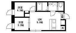 ペルアスペラ門前仲町 2LDKの間取図画像