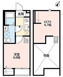 レガーロ岩槻 1Kの間取図画像