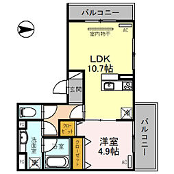 カメリア 2階1LDKの間取り
