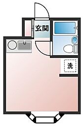 パークサイドサワ 2階ワンルームの間取り