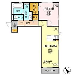 クレール白井 1LDKの間取図画像