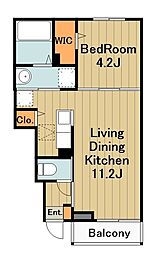 サミュール 1階1LDKの間取り