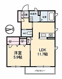 メゾン　ド　ジュラク 1階1LDKの間取り