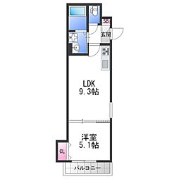 ラモーナ巽北II 1階1LDKの間取り