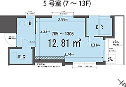 天空MURA 1Kの間取図画像