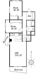 津田沼北見マンション 2LDKの間取図画像